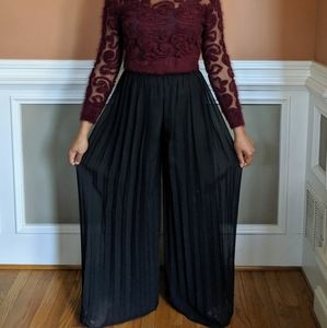 H&M Black Pleated Wide Leg Pants